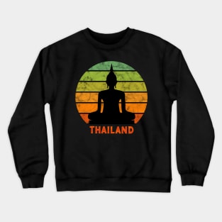 Thailand Buddha Silhouette On A Rainbow Of Sunset Colors Crewneck Sweatshirt